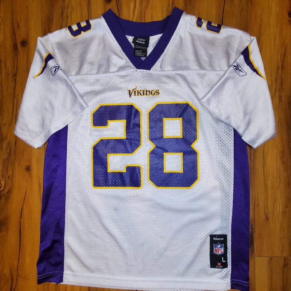 Reebok Peterson mn vikings youth Large white jersey